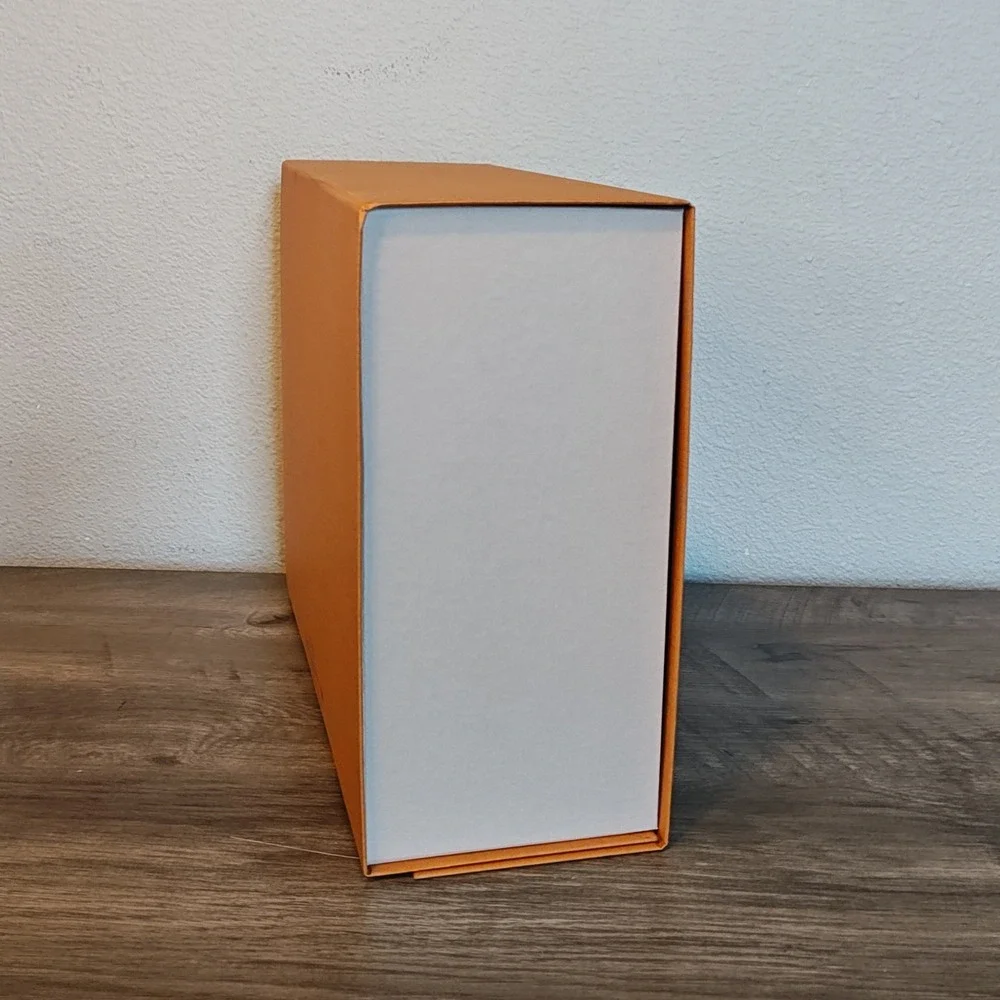 Louis Vuitton Magnetic Storage Box 14x10x5 Orange Saffron Logo Ribbon Gift